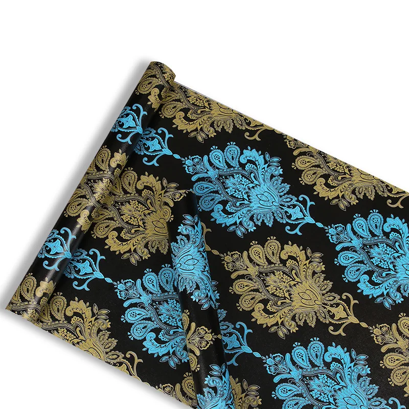 HaoHome Yellow Blue Floral Wallpaper Peel and Stick Wall Sticker Self-Adhesive Contact Paper For Living Room Decor