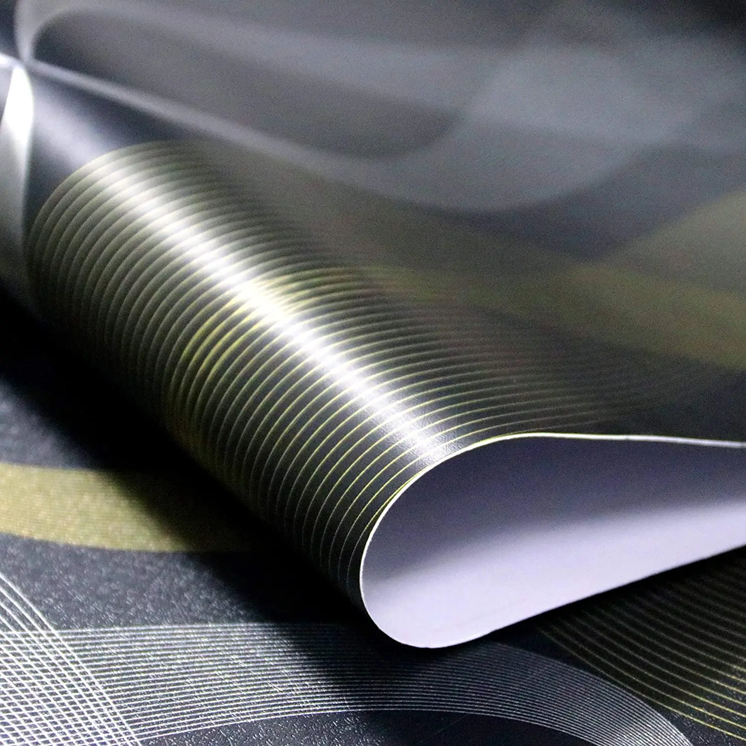 HaoHome Black Self Adhesive Wallpaper Geometric Figure Peel and Stick Wallpaper Modern Stripe Silver & Gold Furniture Renovation