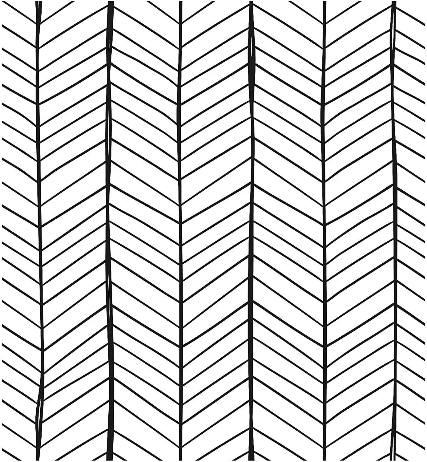HaoHome Black White Herringbone Geometry Arrow Self-Adhesive Wallpaper Prepasted Super Thick Peel and Stick Wallpaper Roll