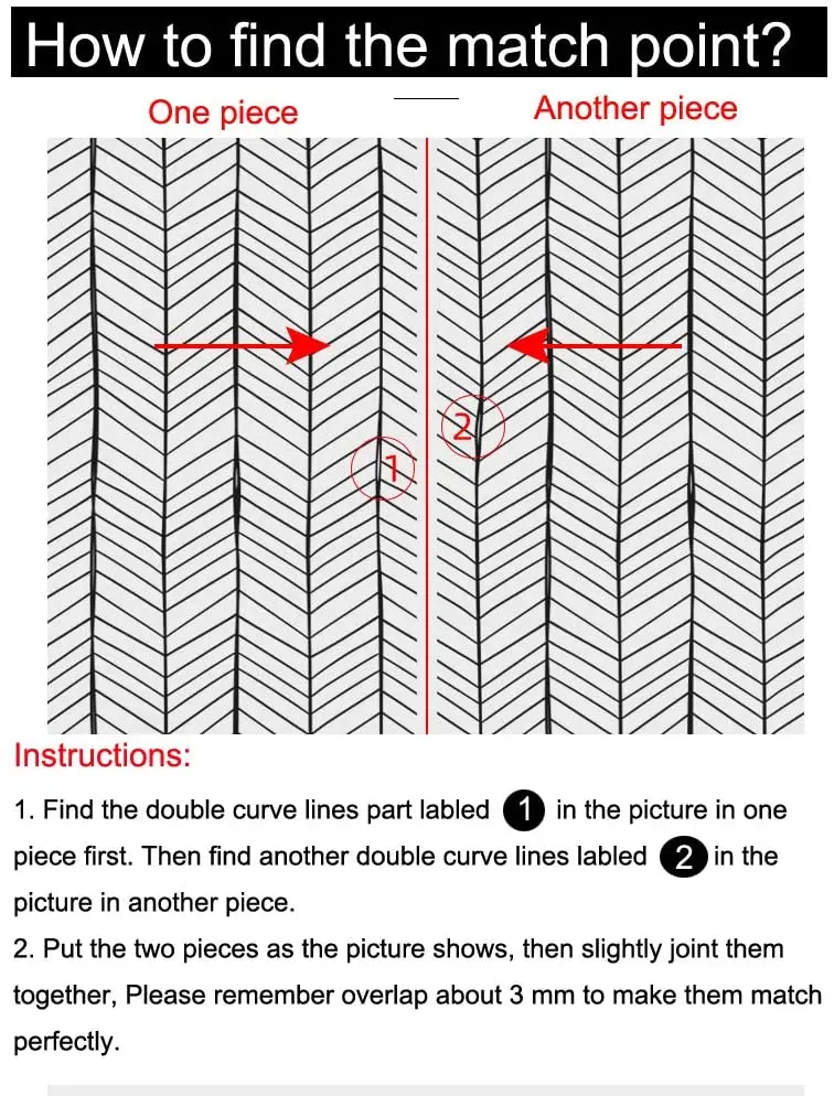 HaoHome Black White Herringbone Geometry Arrow Self-Adhesive Wallpaper Prepasted Super Thick Peel and Stick Wallpaper Roll