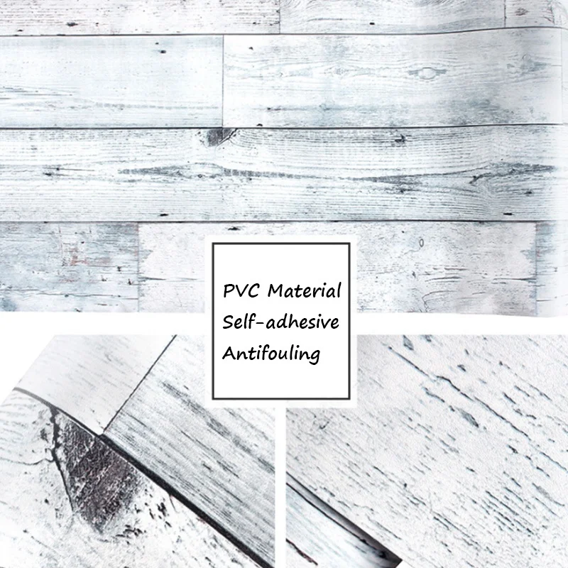 HaoHome Peel and Stick Wood Wallpaper Scandinavian Style Vinyl Self-Adhesive Vintage Faux Wood Contact Paper For Home Decor