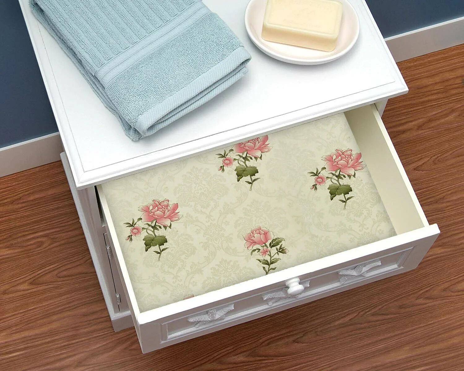 HaoHome Yellow Wallpaper Hibiscus Flower Peel and Stick Contact Paper Removable Vinyl Waterproof For Living Room Wall Decor