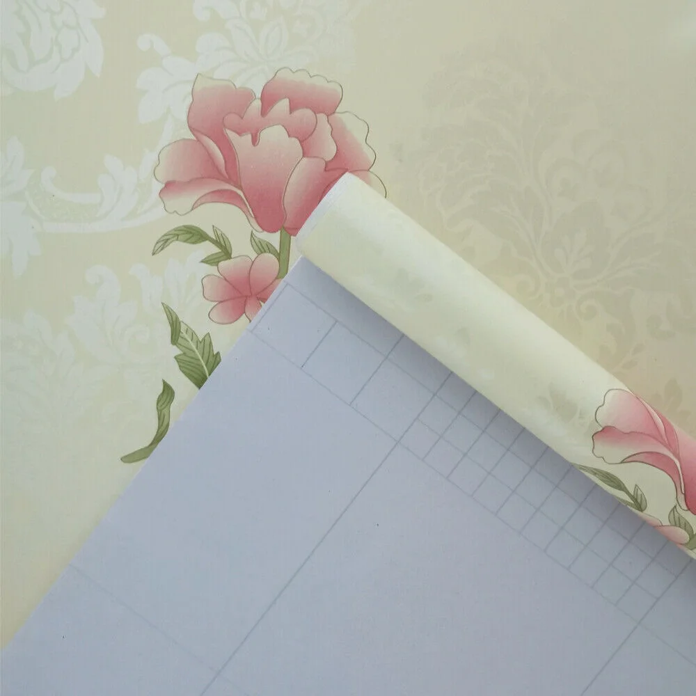 HaoHome Yellow Wallpaper Hibiscus Flower Peel and Stick Contact Paper Removable Vinyl Waterproof For Living Room Wall Decor