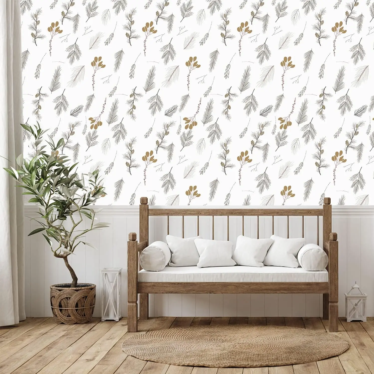 Floral Peel and Stick Wallpaper Botanical Self Adhesive Wallpaper Boho Removable Waterproof Wallpaper for Bedroom Wall Decor