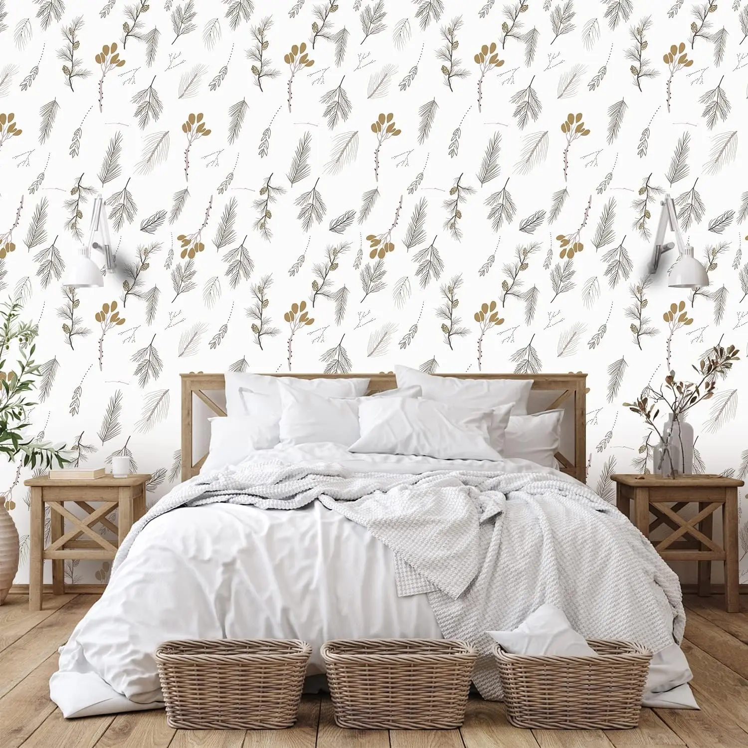 Floral Peel and Stick Wallpaper Botanical Self Adhesive Wallpaper Boho Removable Waterproof Wallpaper for Bedroom Wall Decor