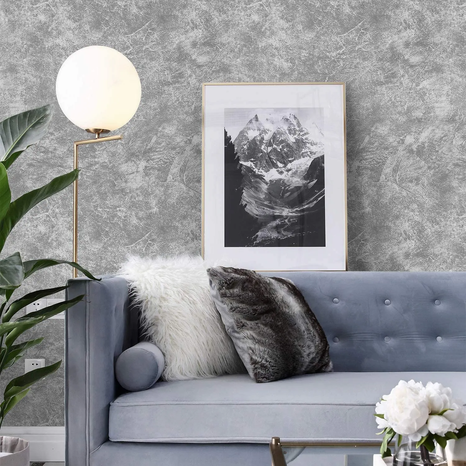 Faux Cement Contact Paper Gray Cement Peel and Stick Wallpaper Concrete Self Adhesive Waterproof Vinyl Wallpaper for Home Decor