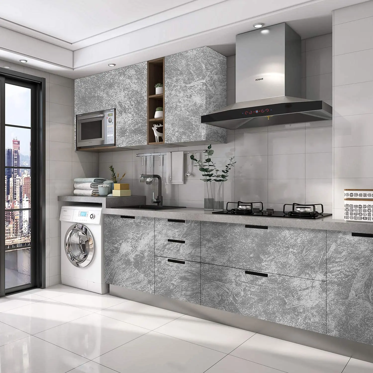 Faux Cement Contact Paper Gray Cement Peel and Stick Wallpaper Concrete Self Adhesive Waterproof Vinyl Wallpaper for Home Decor