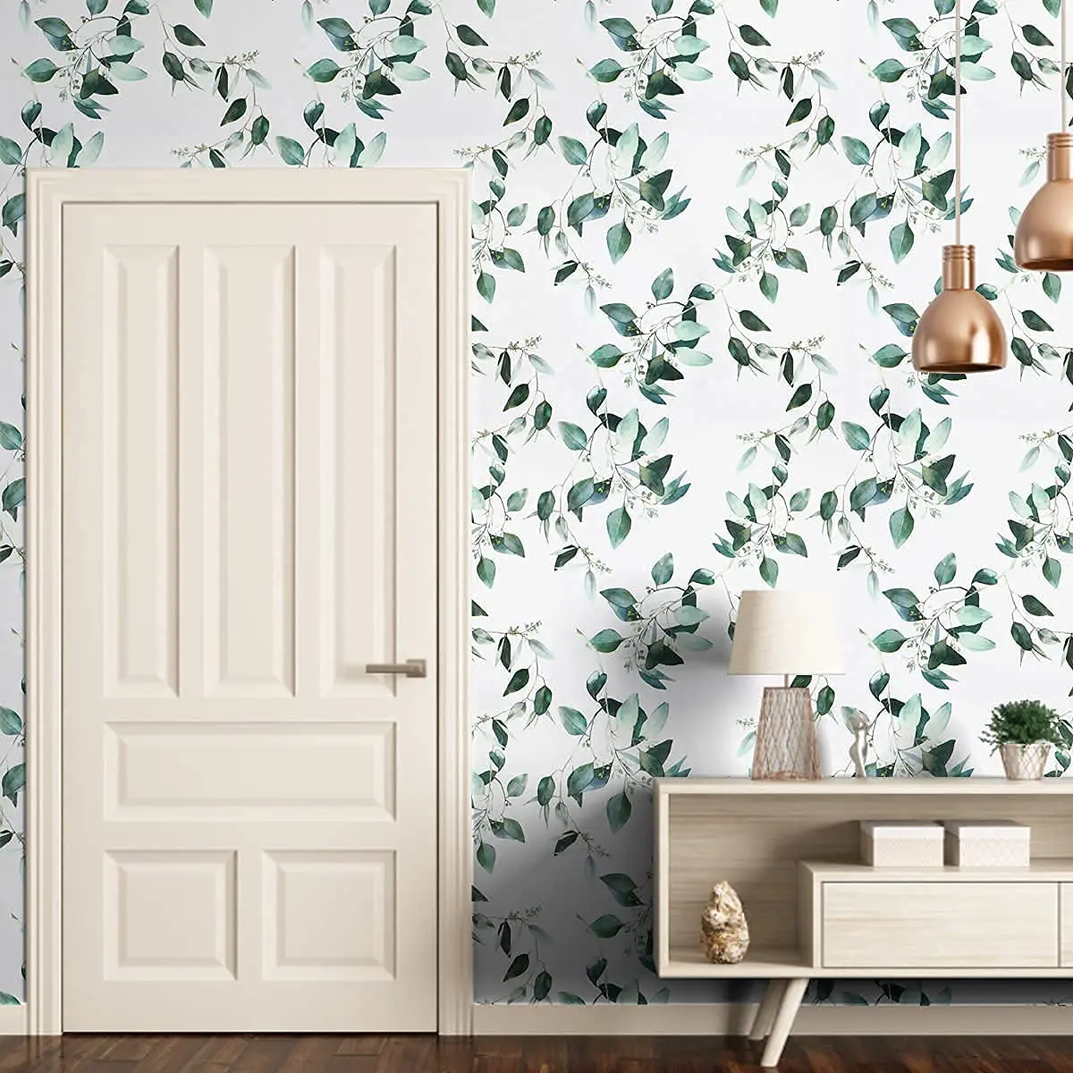 Green Peel and Stick Wallpaper Plant Wallpaper Eucalyptus Leaf Self Adhesive Wall Paper Vinyl Removable Contact Paper for Wall
