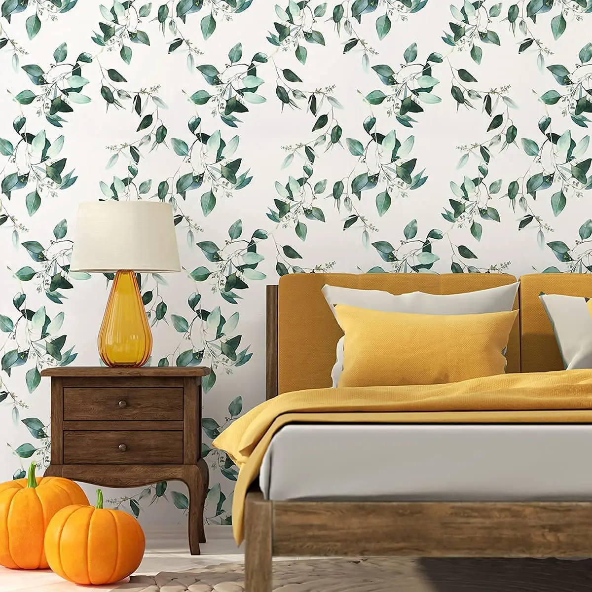 Green Peel and Stick Wallpaper Plant Wallpaper Eucalyptus Leaf Self Adhesive Wall Paper Vinyl Removable Contact Paper for Wall