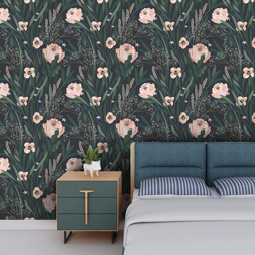 Watercolor Pink Floral Peel and Stick Wallpaper Vinyl Solid Color Self Adhesive Removable Waterproof Wallpaper for Bathroom