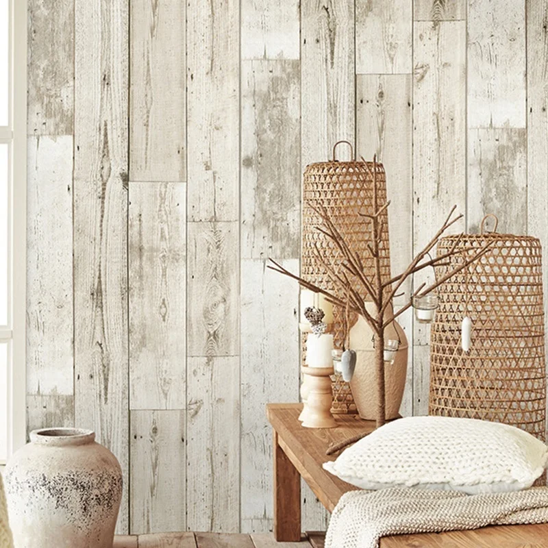 White Wash Wood Wallpaper | Peel and Stick Wood Grain Wallpaper ...