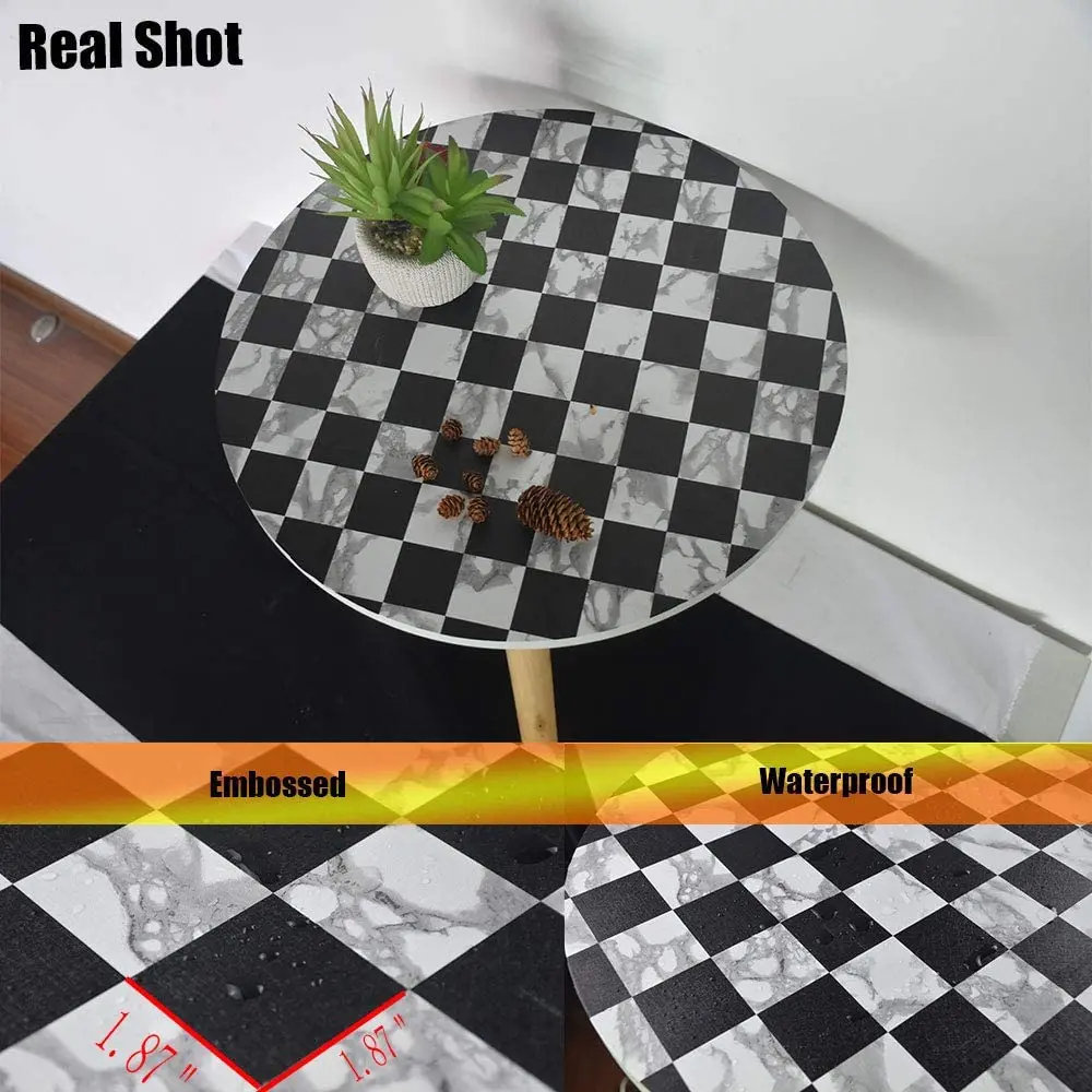 HaoHome Black and White Mosaic Peel and Stick Wallpaper Removable Self Adhesive Wallpaper Vinyl Wall Covering Waterproof Shelf