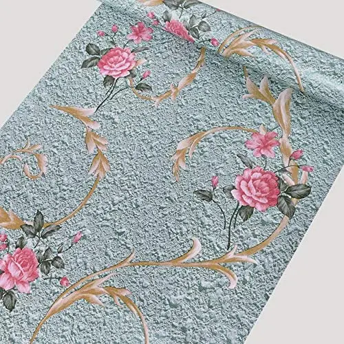 HaoHome Rose Floral Peel and Stick Wallpaper Decorative PVC Furniture Renovation Shelf Liner Self Adhesive Removable Waterproof
