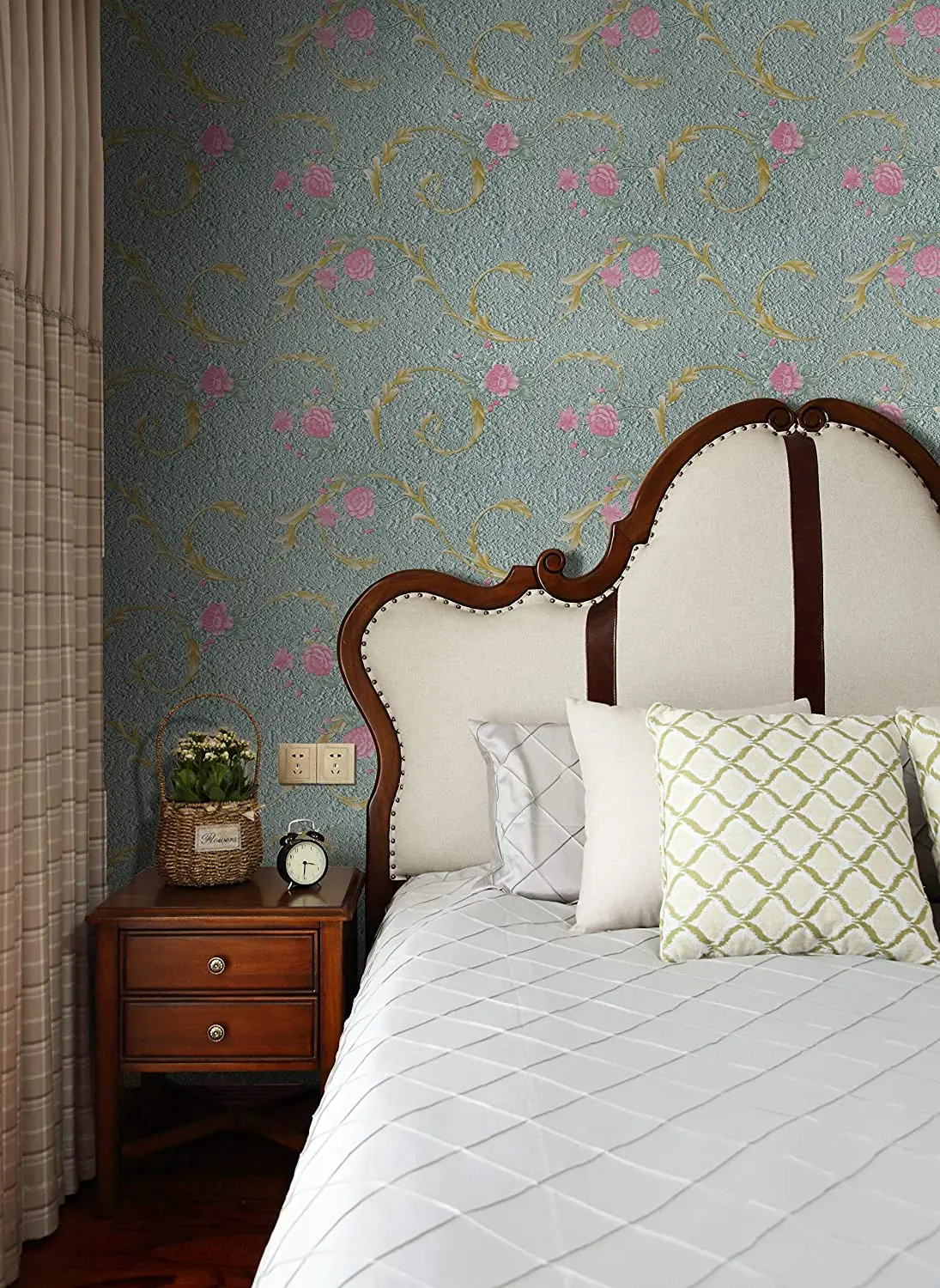 HaoHome Rose Floral Peel and Stick Wallpaper Decorative PVC Furniture Renovation Shelf Liner Self Adhesive Removable Waterproof