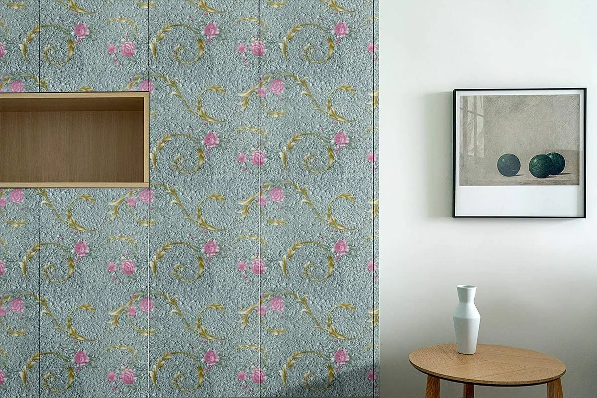 HaoHome Rose Floral Peel and Stick Wallpaper Decorative PVC Furniture Renovation Shelf Liner Self Adhesive Removable Waterproof