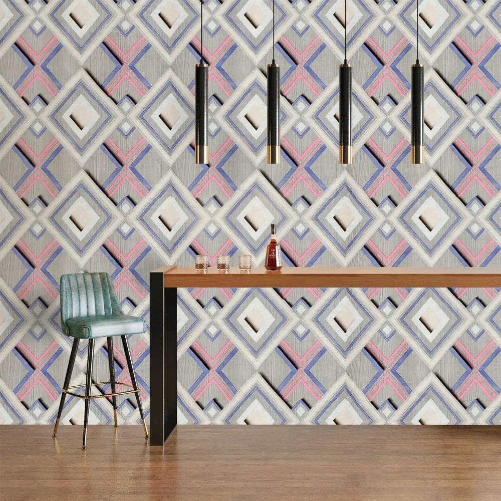 Colorful Diamond Stitching Self-Adhesive Wallpaper Paper for Wall Modern Vinyl Peel and Stick Removable Wallpaper for Wall Decor