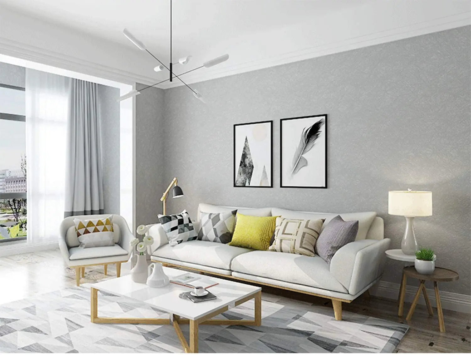 Silver Grey Wallpaper Embossed Self Adhesive Wallpaper Solid Color Peel and Stick Wallcoverings Silk Removable Wall Decor