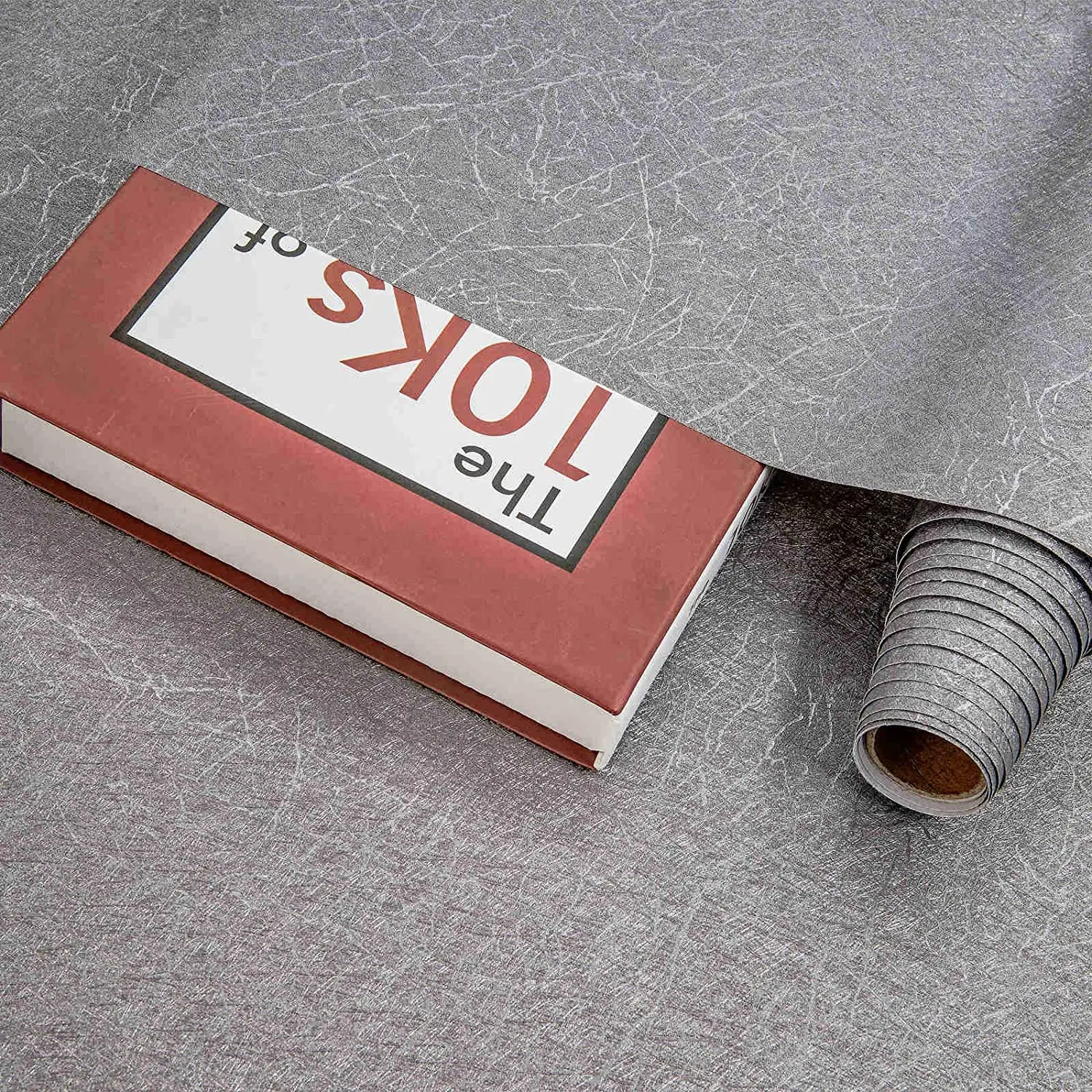 Silver Grey Wallpaper Embossed Self Adhesive Wallpaper Solid Color Peel and Stick Wallcoverings Silk Removable Wall Decor