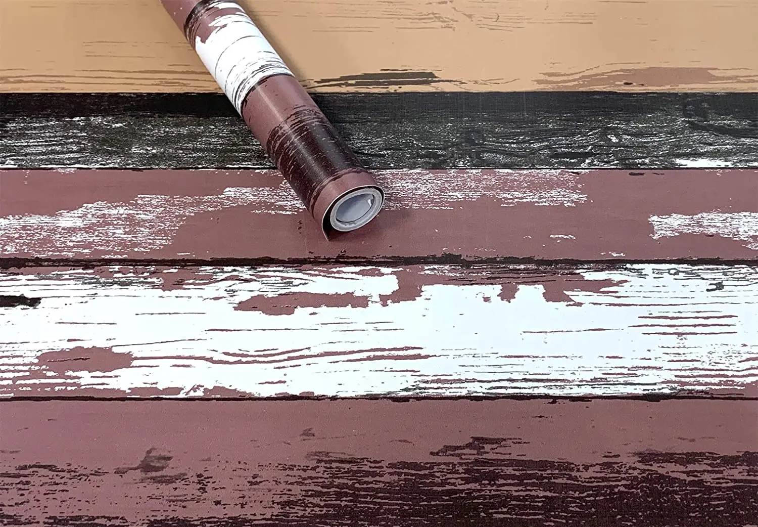 HaoHome Retro Multicolor Stripe Wallpaper Reddish Brown Peel and Stick Wallpaper Self Adhesive Wallpaper Space Decorative Vinyl