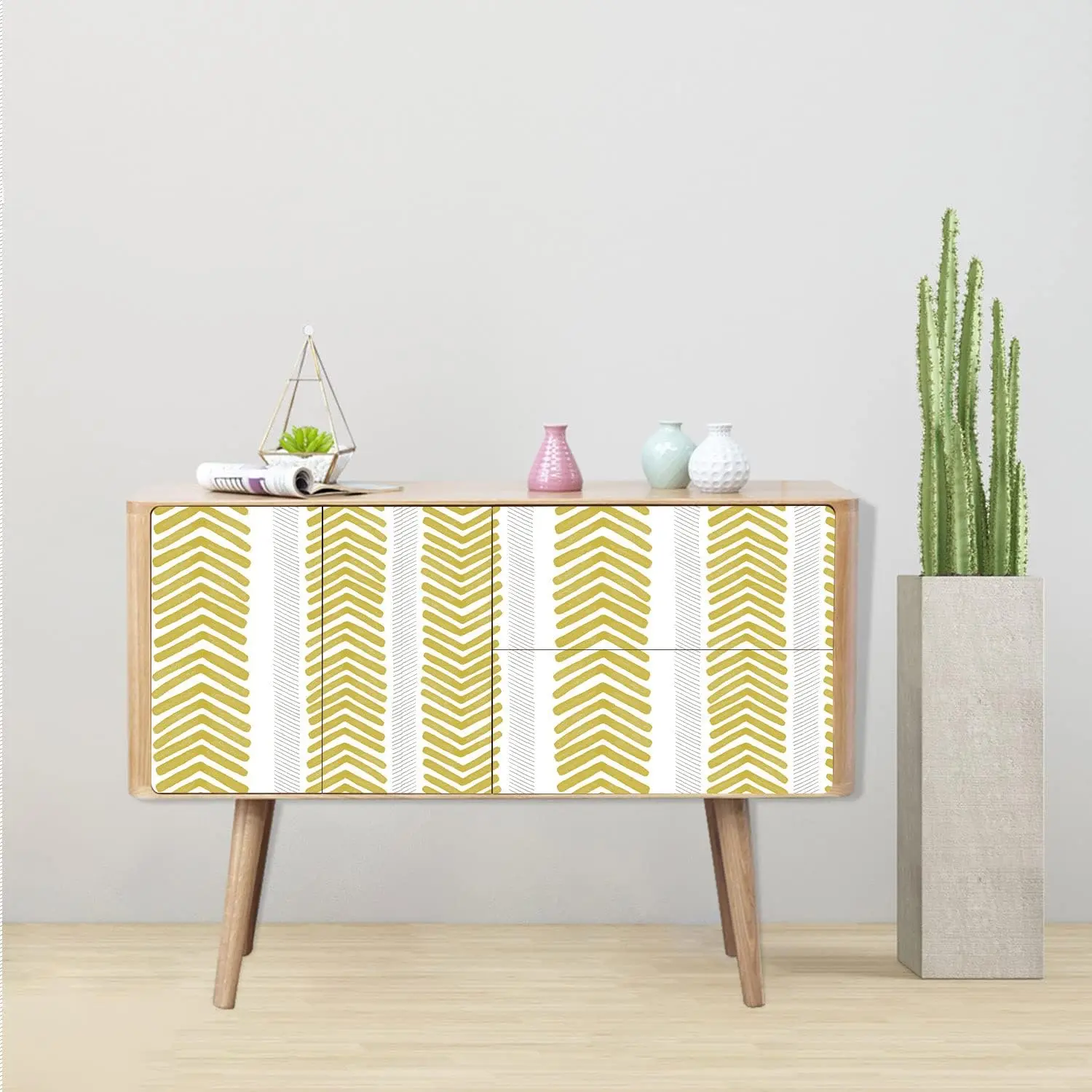 Modern Herringbone Peel and stick Wallpaper Gold and White Contact Paper Geometric Waterproof Self-adhesive Wallpaper