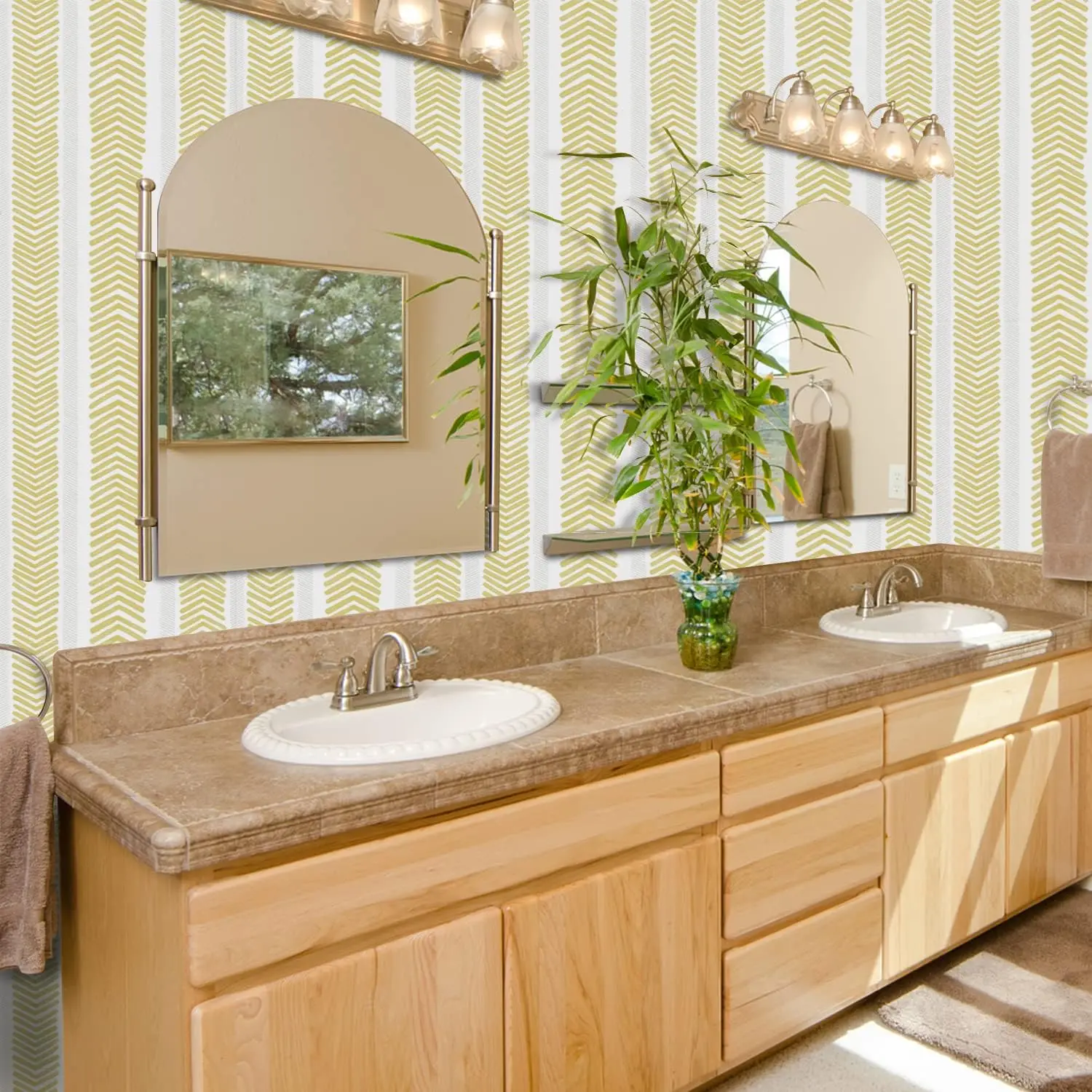 Modern Herringbone Peel and stick Wallpaper Gold and White Contact Paper Geometric Waterproof Self-adhesive Wallpaper