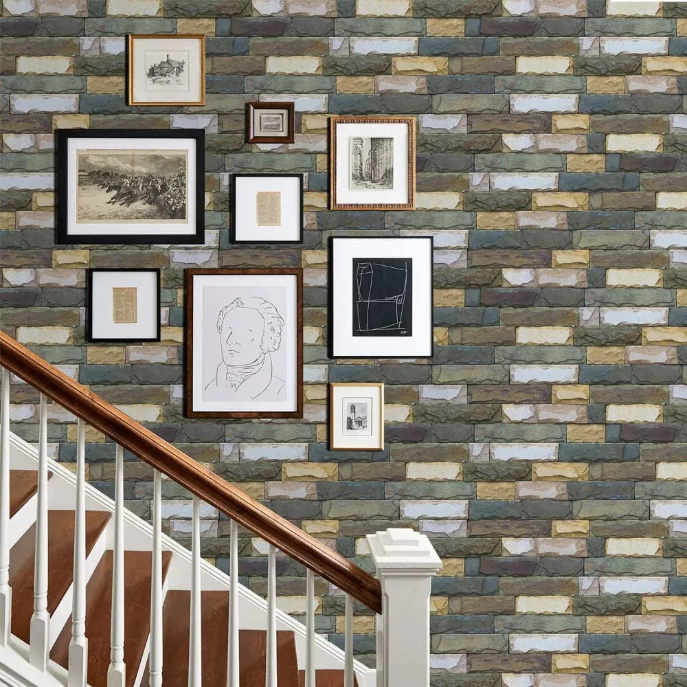 Stone Wallpaper Rock Peel & Stick Wallpaper Rock Stack Self-Adhesive Wallpaper Bricks Marble Vinyl Wallpaper for Wall Decal Film