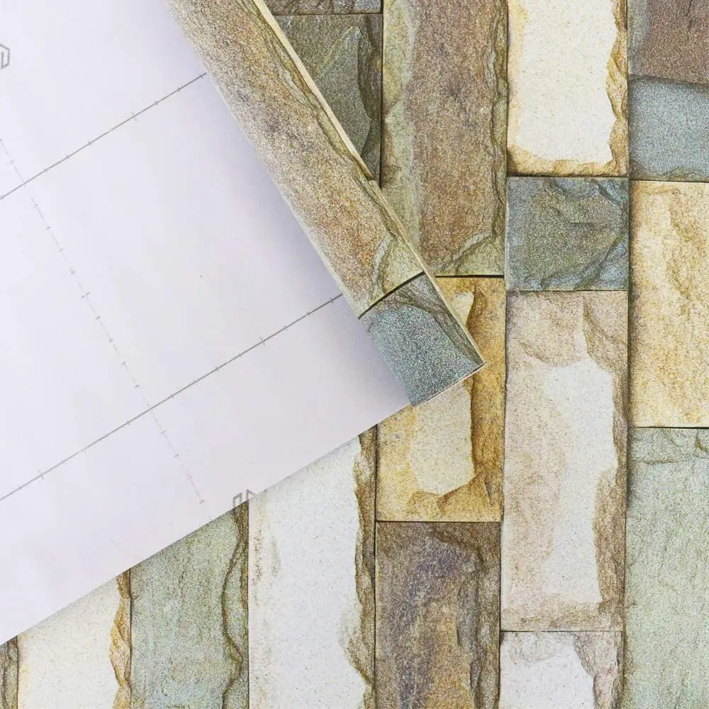 Stone Wallpaper Rock Peel & Stick Wallpaper Rock Stack Self-Adhesive Wallpaper Bricks Marble Vinyl Wallpaper for Wall Decal Film