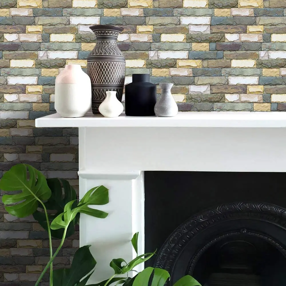 Stone Wallpaper Rock Peel & Stick Wallpaper Rock Stack Self-Adhesive Wallpaper Bricks Marble Vinyl Wallpaper for Wall Decal Film