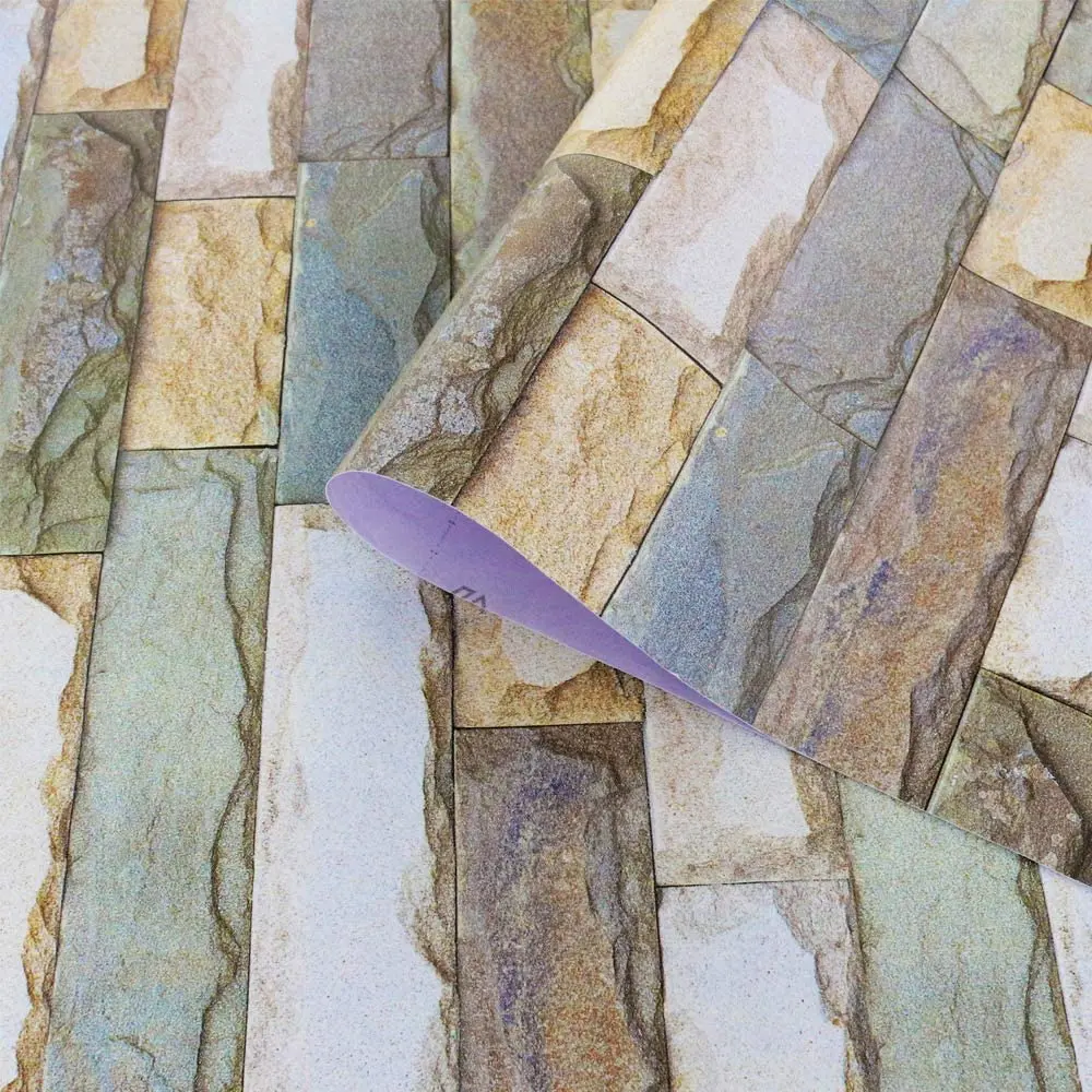 Stone Wallpaper Rock Peel & Stick Wallpaper Rock Stack Self-Adhesive Wallpaper Bricks Marble Vinyl Wallpaper for Wall Decal Film