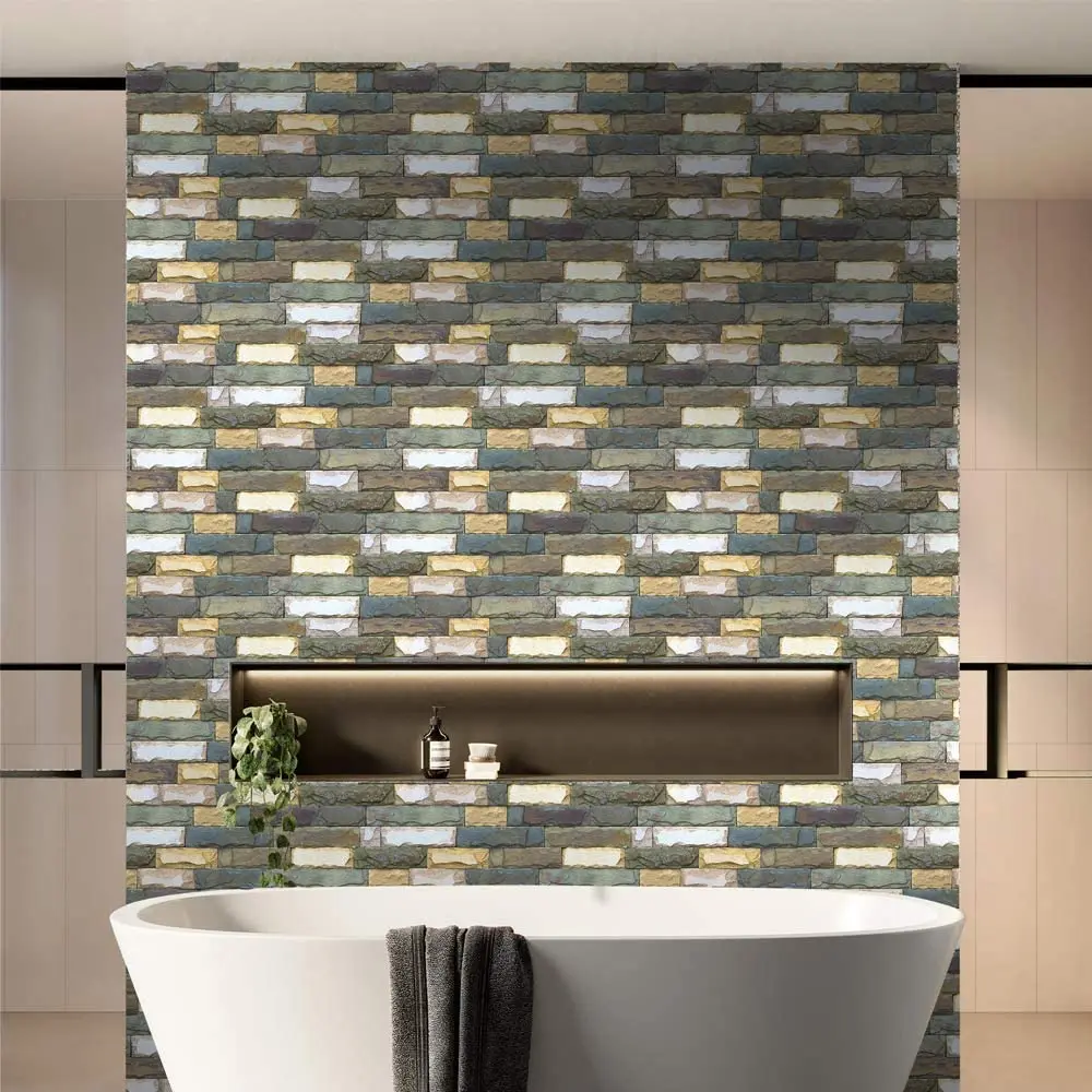 Stone Wallpaper Rock Peel & Stick Wallpaper Rock Stack Self-Adhesive Wallpaper Bricks Marble Vinyl Wallpaper for Wall Decal Film