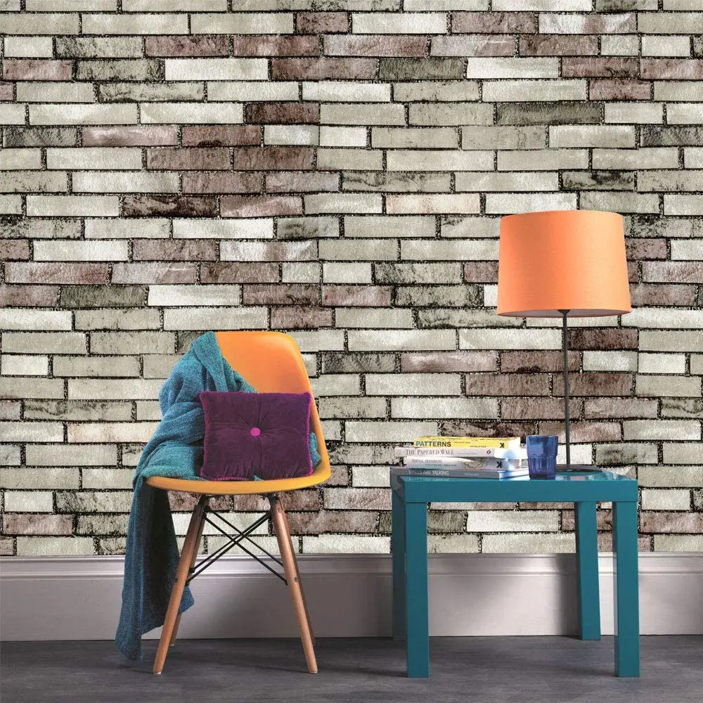 Stone Wallpaper Brick Vinyl Self Adhesive Wallpaper Light Gray Peel and Stick Wallpaper Brick Stitching Waterproof Contact Paper