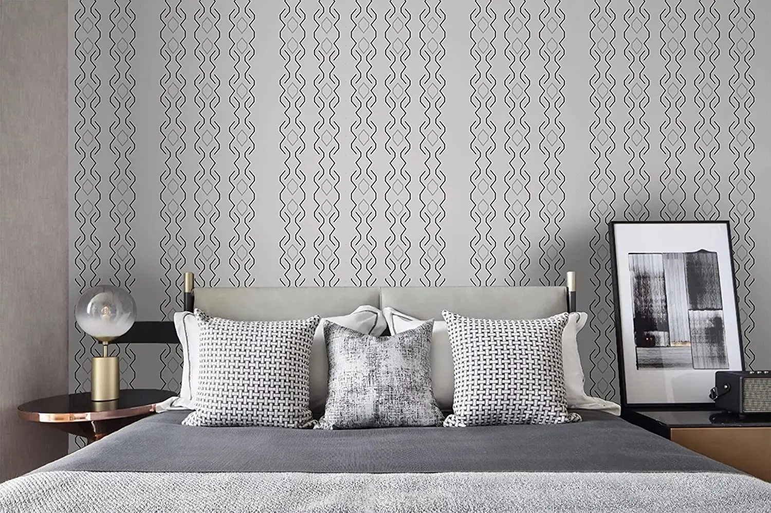 Black and White Peel and Stick Wallpaper Modern Contact Paper Geometric Self Adhesive Wallpaper Removable Decorative for Bedroom