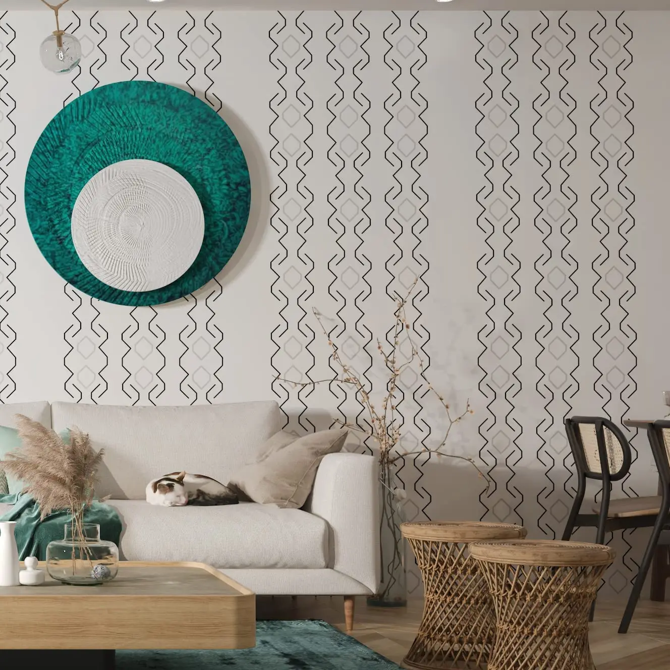 Black and White Peel and Stick Wallpaper Modern Contact Paper Geometric Self Adhesive Wallpaper Removable Decorative for Bedroom