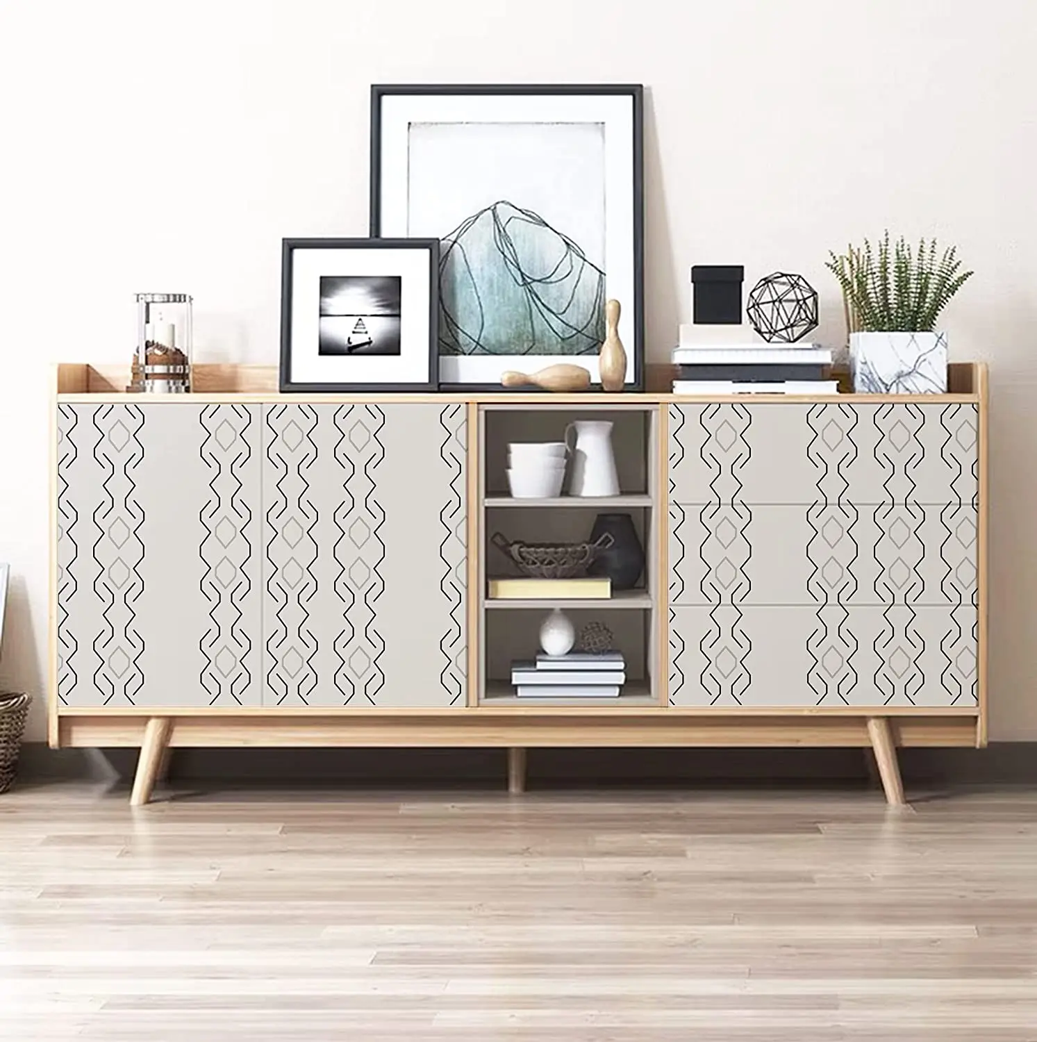 Black and White Peel and Stick Wallpaper Modern Contact Paper Geometric Self Adhesive Wallpaper Removable Decorative for Bedroom