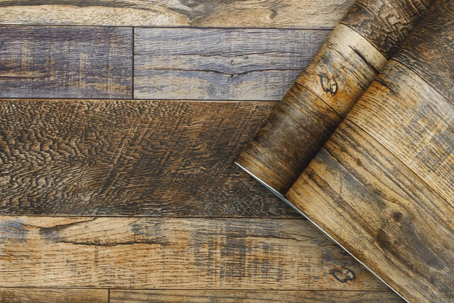 HaoHome Peel and Stick Wood Plank Wallpaper Shiplap Brown Self Adhesive Wallpaper Vinyl Contact Paper Home Decorative