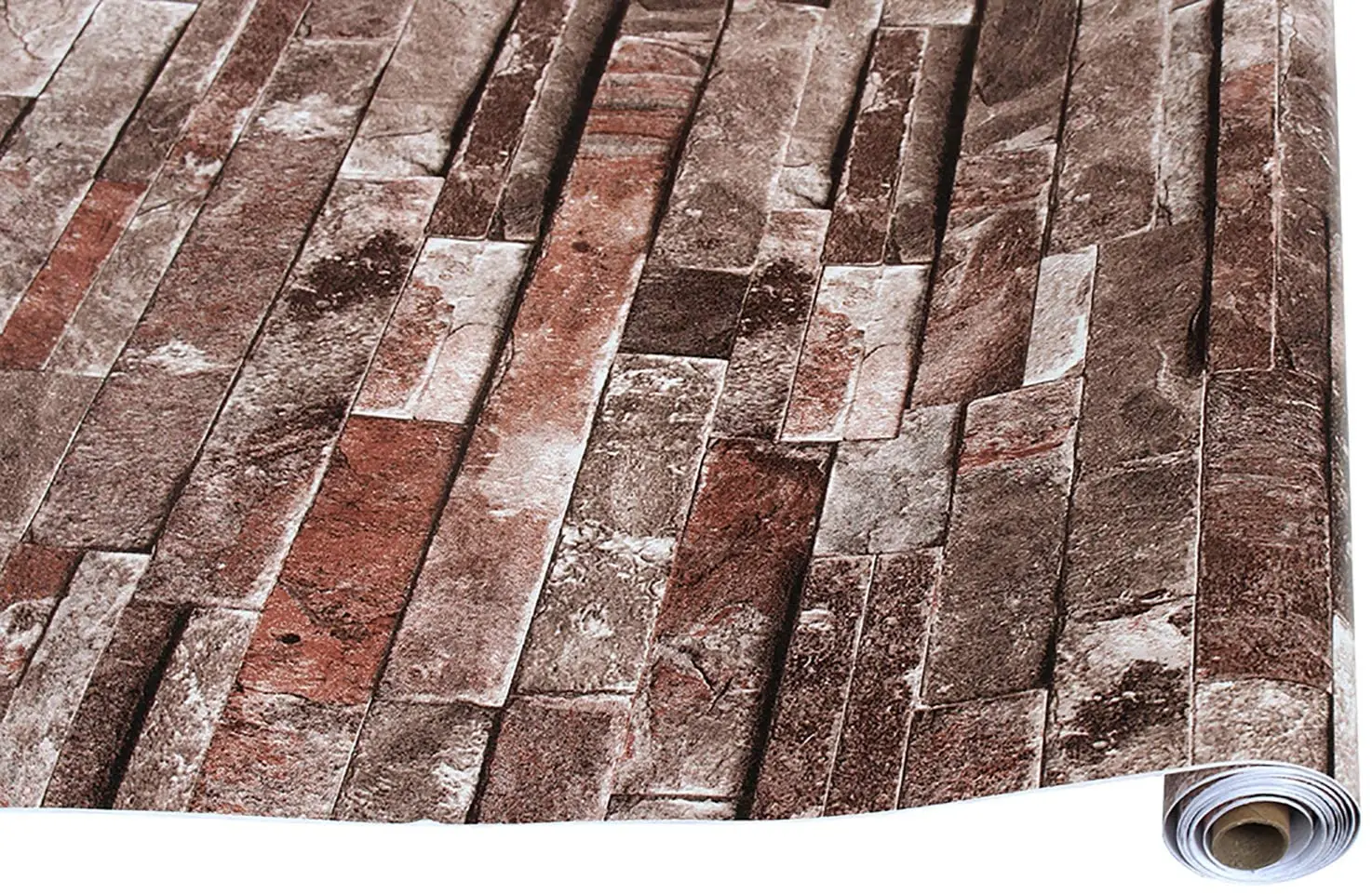 HaoHome Peel and Stick Faux Brick Wallpaper Brown/Red Vinyl Self Adhesive Wall Paper Design for Wall Bathroom Bedroom Home Decor