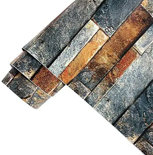 HaoHome Peel and Stick Faux Brick Wallpaper Multi Color Vinyl Self Adhesive Decorative Imitation Brick Wall Paper