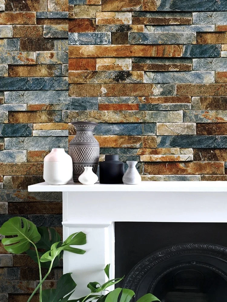 HaoHome Peel and Stick Faux Brick Wallpaper Multi Color Vinyl Self Adhesive Decorative Imitation Brick Wall Paper