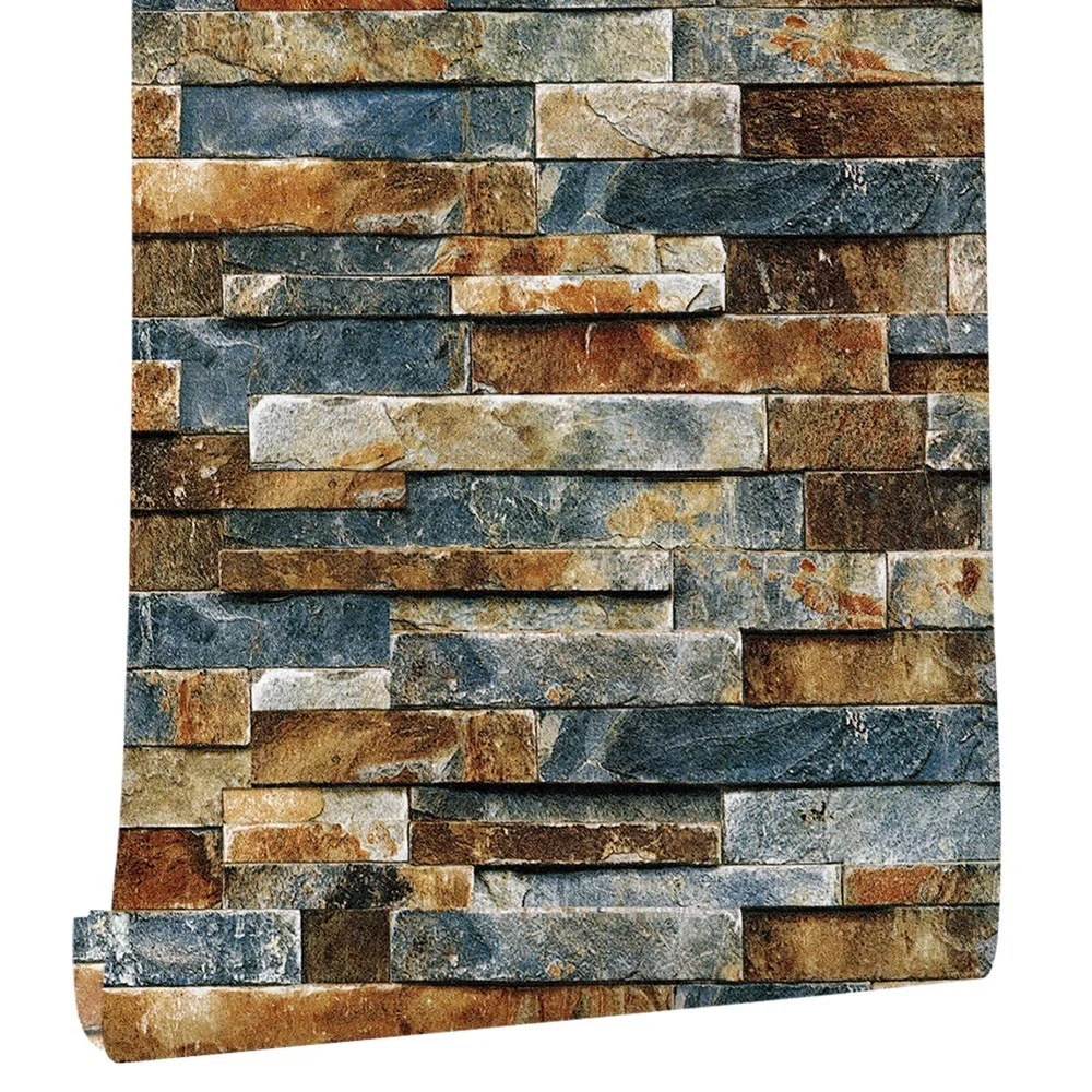 HaoHome Peel and Stick Faux Brick Wallpaper Multi Color Vinyl Self Adhesive Decorative Imitation Brick Wall Paper