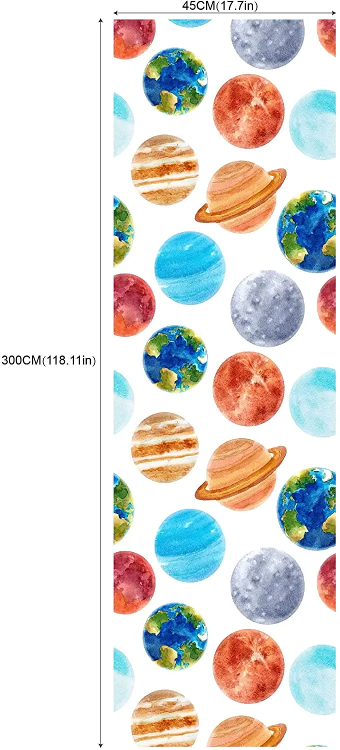 Universe Starry Sky Planet Combination Removable Self-Adhesive Wallpaper Cartoons Vinyl Peel and Stick Wallpaper for Kids Room