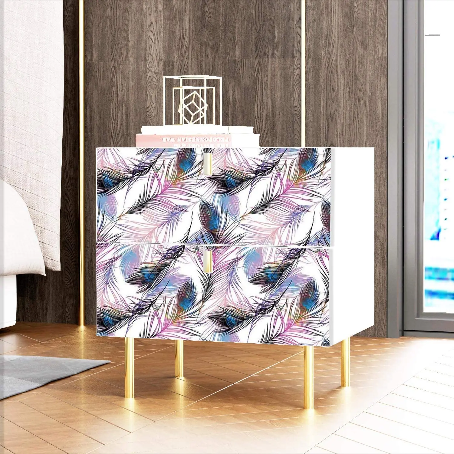 Feather Peel and Stick Wallpaper Feather Pattern Contact Paper Feather Purple Removable Self Adhesive Wallpaper Vinyl Film