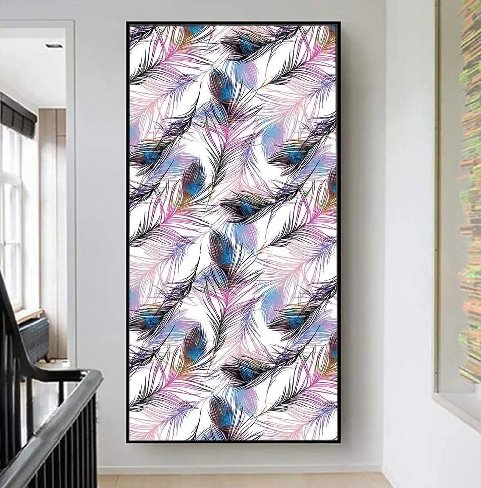 Feather Peel and Stick Wallpaper Feather Pattern Contact Paper Feather Purple Removable Self Adhesive Wallpaper Vinyl Film