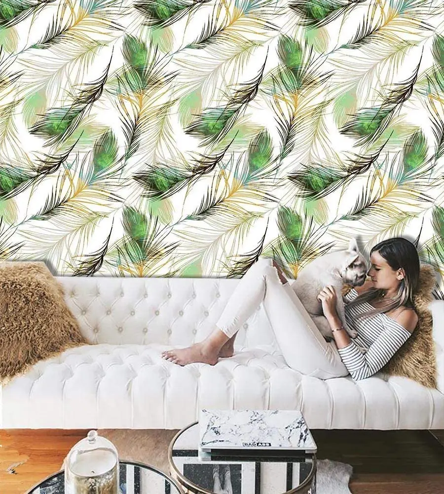 Feather Peel and Stick Wallpaper Feather Pattern Contact Paper Feather Purple Removable Self Adhesive Wallpaper Vinyl Film