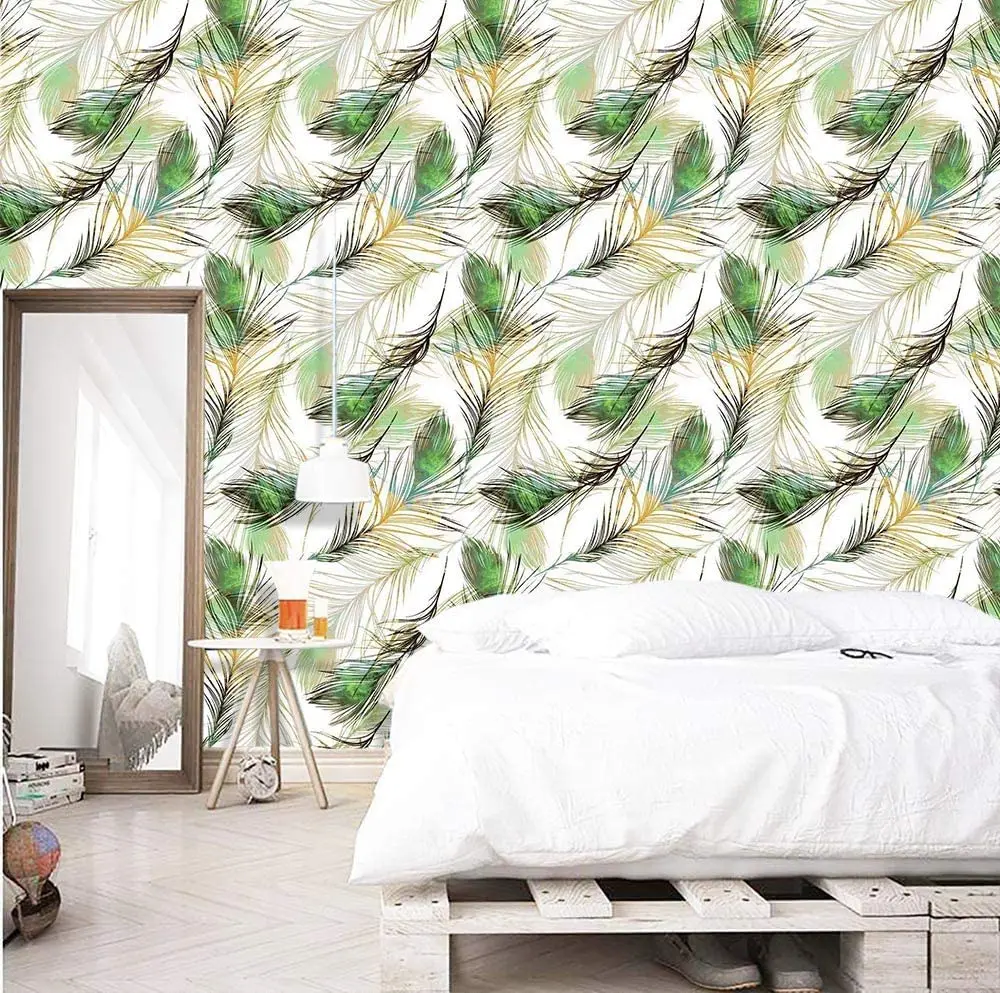 Feather Peel and Stick Wallpaper Feather Pattern Contact Paper Feather Purple Removable Self Adhesive Wallpaper Vinyl Film