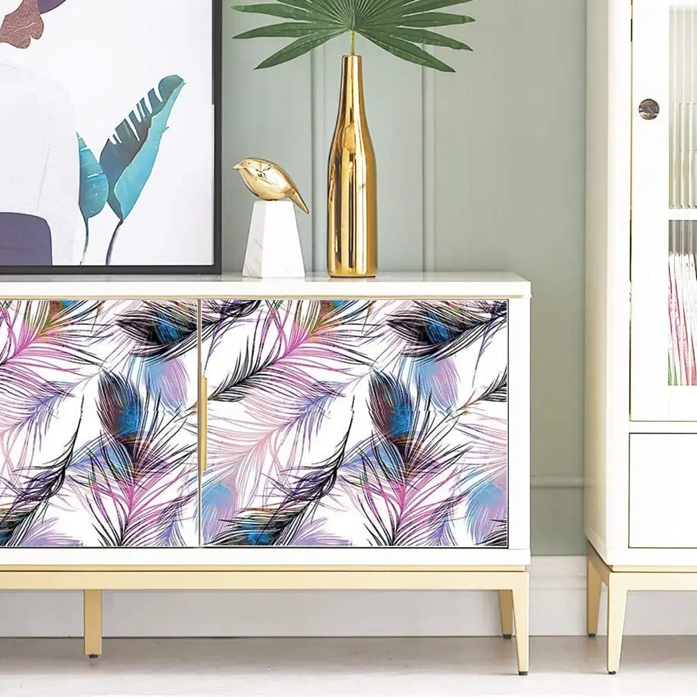 Feather Peel and Stick Wallpaper Feather Pattern Contact Paper Feather Purple Removable Self Adhesive Wallpaper Vinyl Film