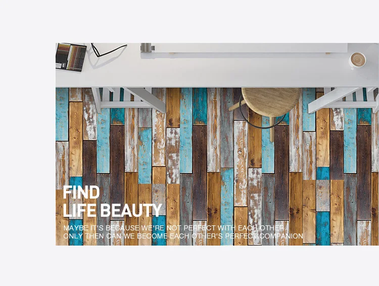 HaoHome Wood Grain Self Adhesive Wallpaper DIY PVC Film Peel and Stick Contact Paper Waterproof Floor Stickers For Home Deor