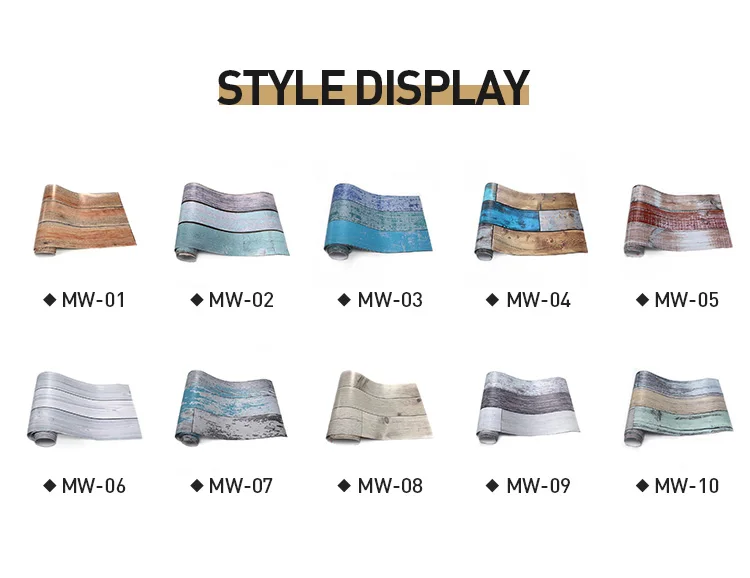 HaoHome Wood Grain Self Adhesive Wallpaper DIY PVC Film Peel and Stick Contact Paper Waterproof Floor Stickers For Home Deor