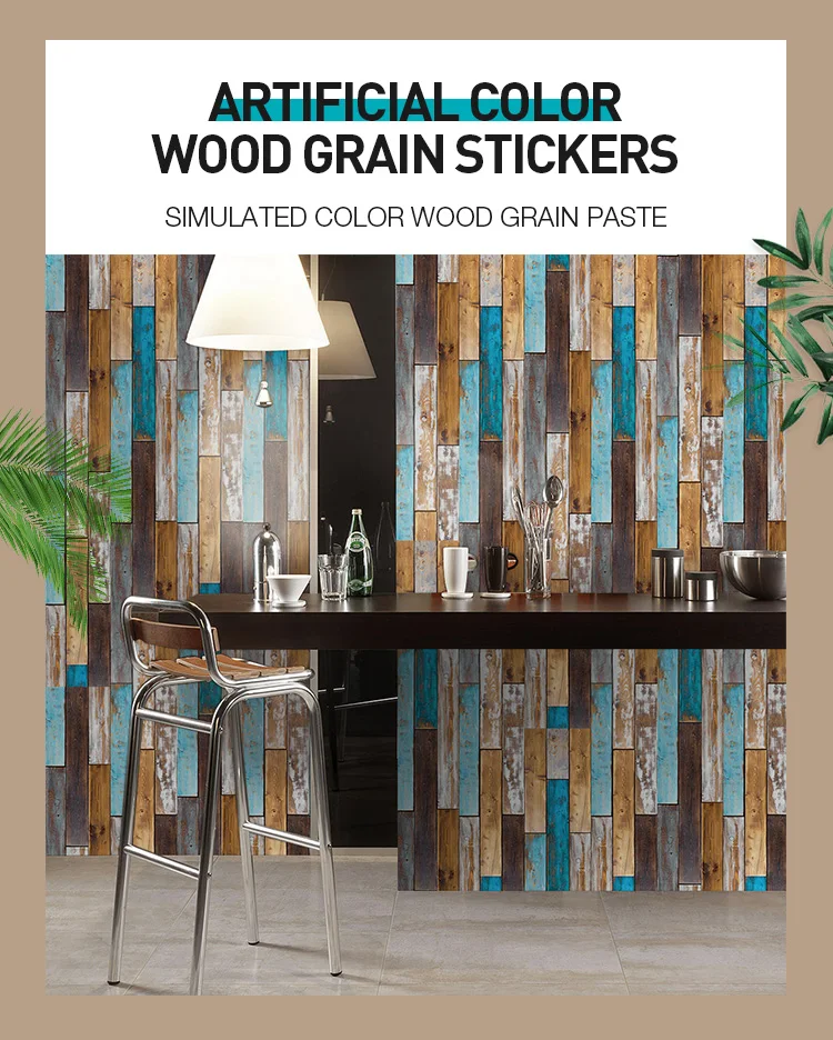 HaoHome Wood Grain Self Adhesive Wallpaper DIY PVC Film Peel and Stick Contact Paper Waterproof Floor Stickers For Home Deor