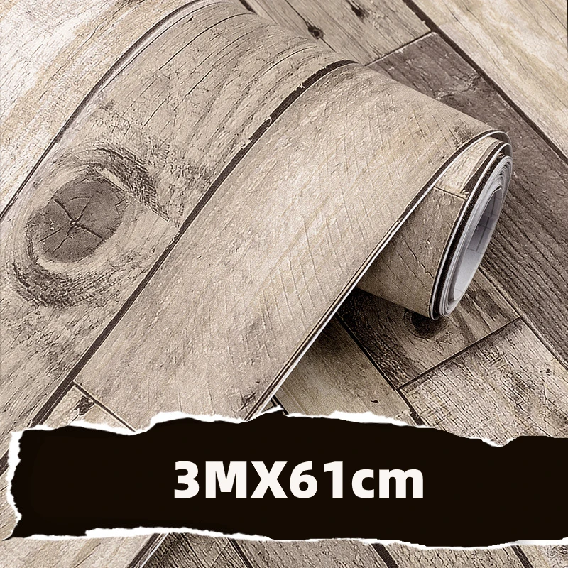 HaoHome 3M Rustic Wood Wallpaper Vintage Vinyl Film Sticker Self-adhesive Wood Plank Shiplap Peel and Stick Contact Paper