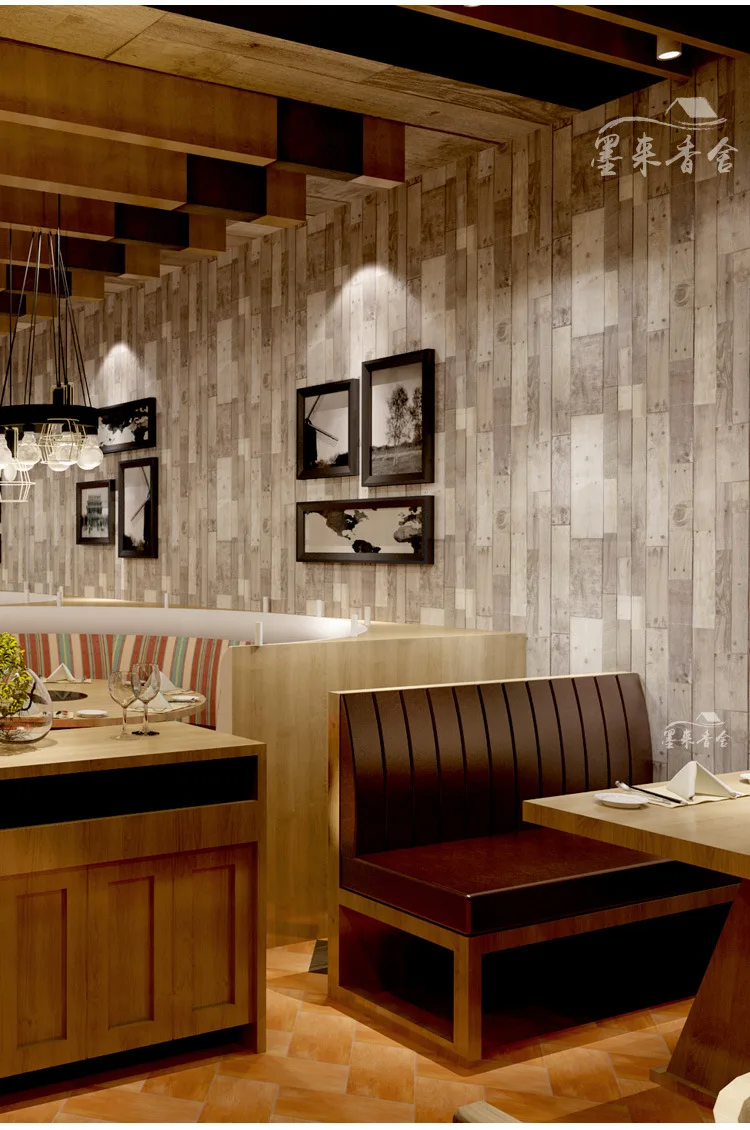 HaoHome 3M Rustic Wood Wallpaper Vintage Vinyl Film Sticker Self-adhesive Wood Plank Shiplap Peel and Stick Contact Paper